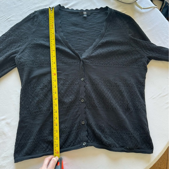 Frye Women's Pointelle Cardigan, Black Beauty, 100% Cotton Size XL - Picture 11 of 11